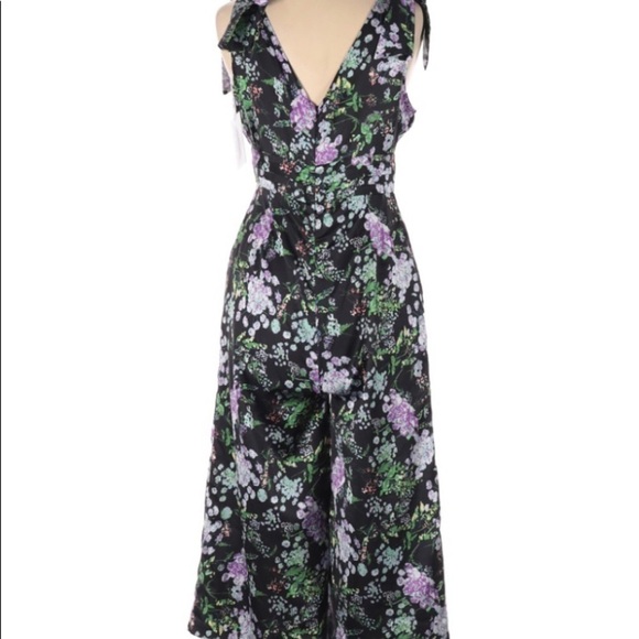 FOXIEDOX FLORAL BLACK SLEEVELESS TINLEY JUMPSUIT - Picture 2 of 5